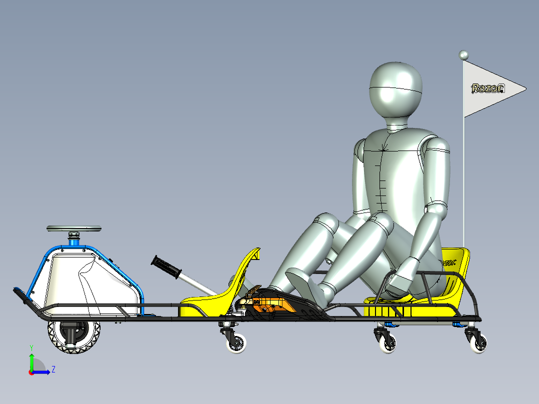 卡丁车 钢管车razor-crazy-cart-duo SE STP左视图