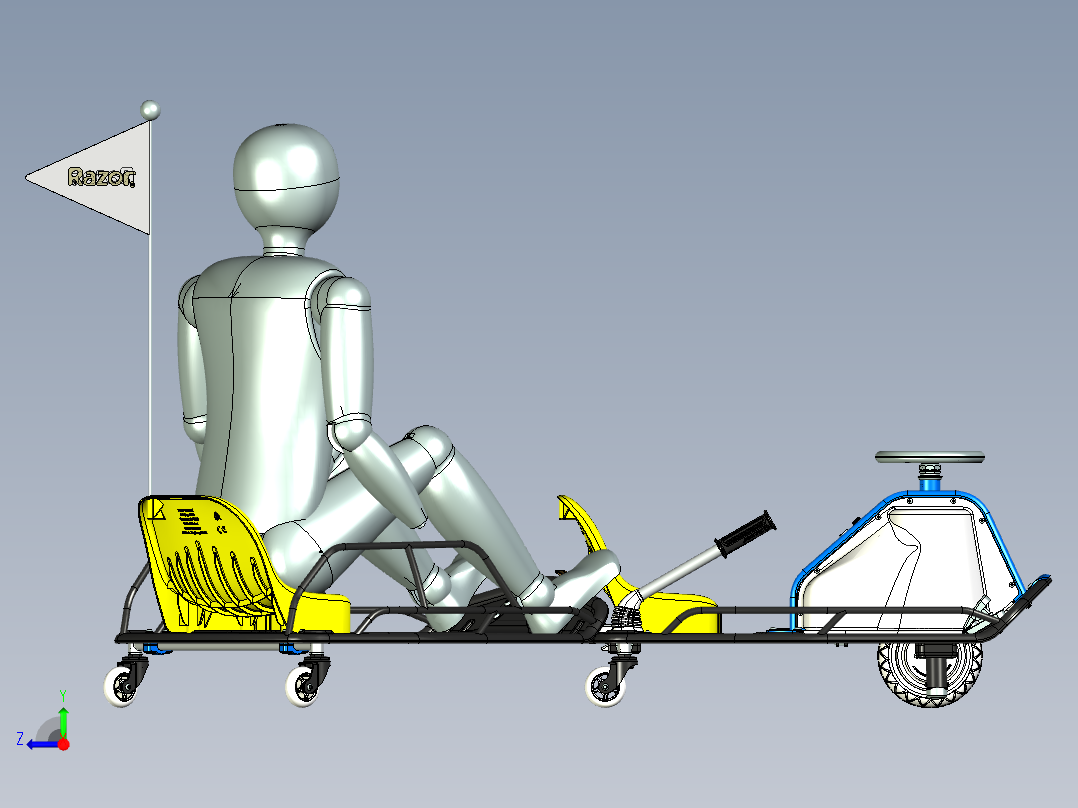 卡丁车 钢管车razor-crazy-cart-duo SE STP右视图