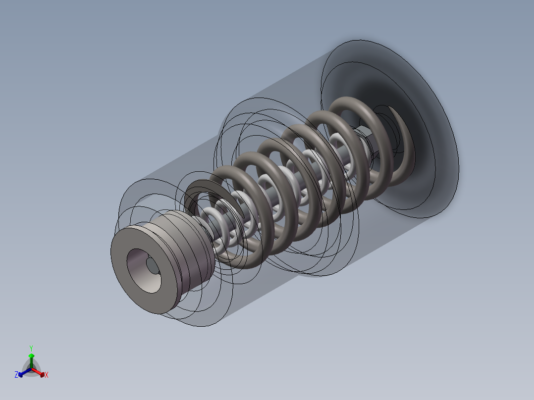 某型弹簧缓冲器1017175正等轴测图