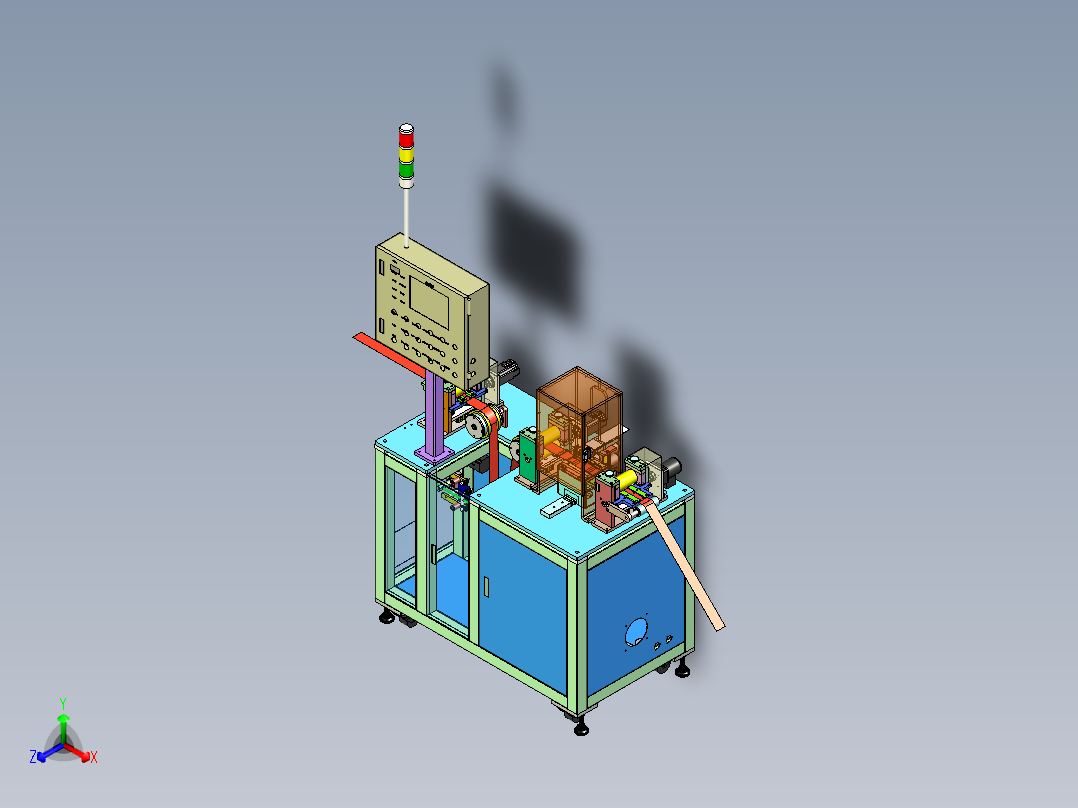 苹果手机FFC及FPC软排线裁切机正等轴测图