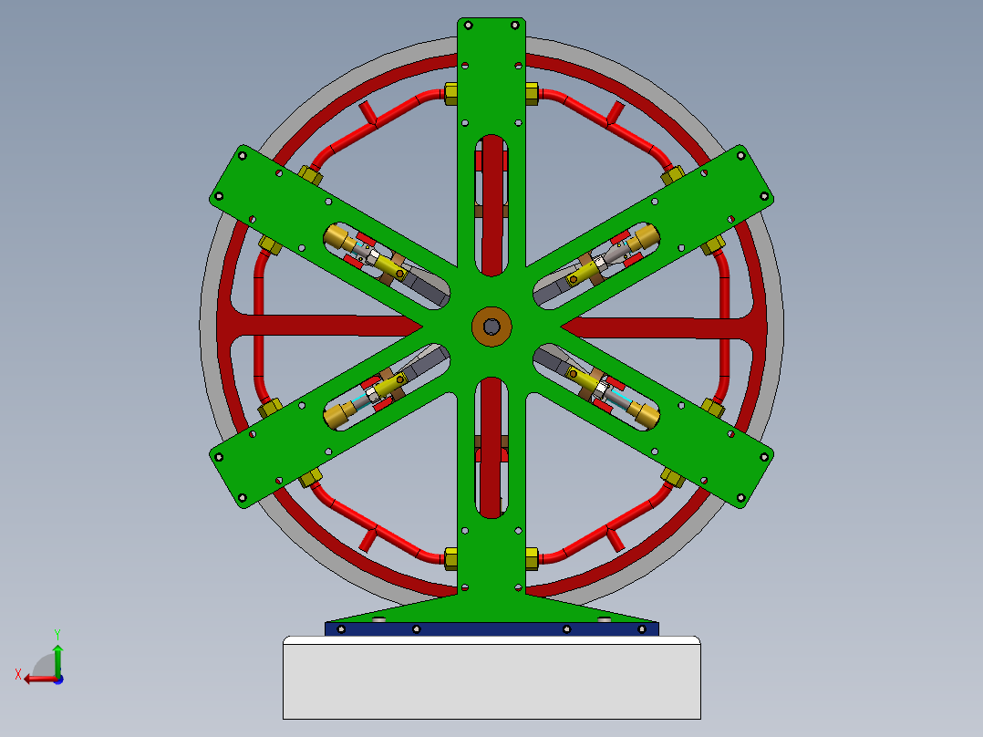 6 缸蒸汽星形发动机6-cylinder-steam-radial-模型格式为 sw后视图