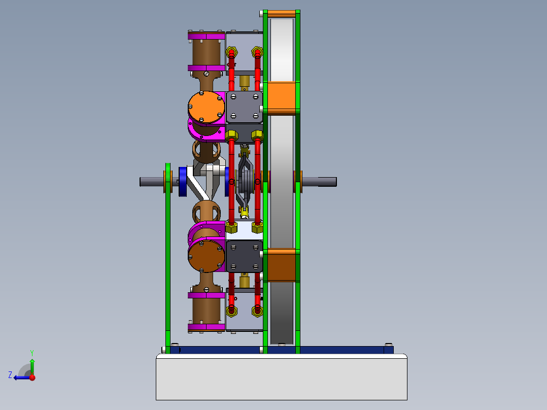 6 缸蒸汽星形发动机6-cylinder-steam-radial-模型格式为 sw右视图