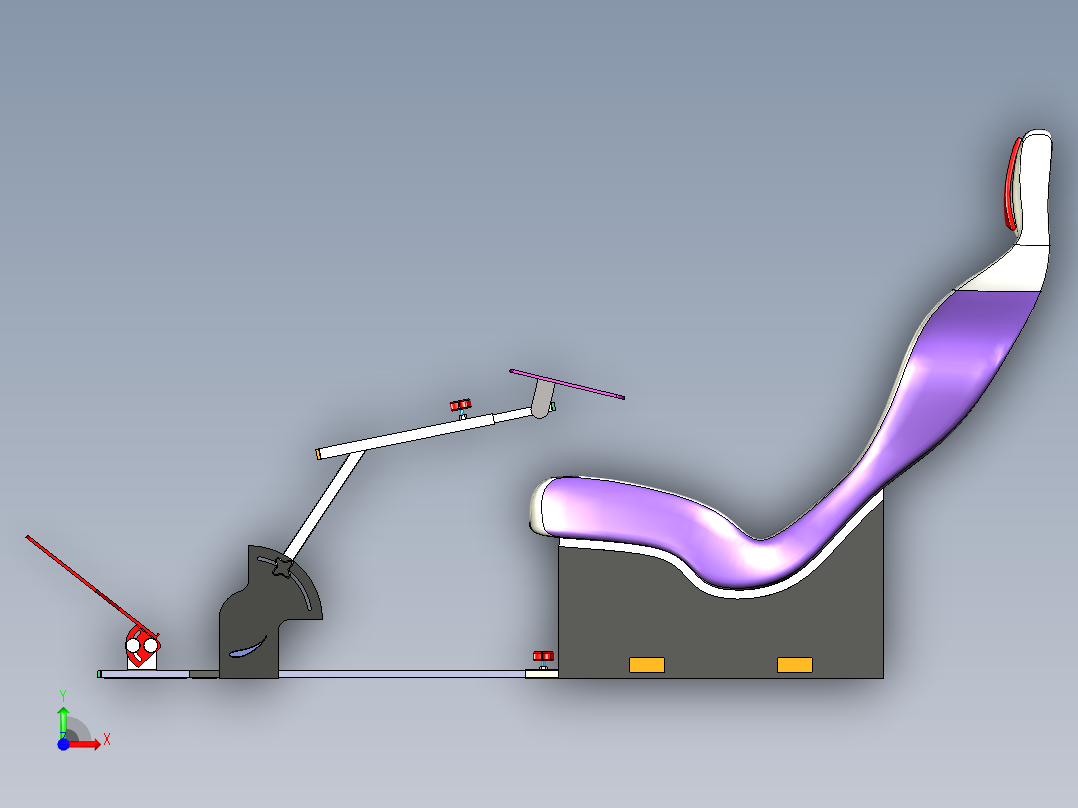 简易游戏赛车座椅3D模型图纸前视图