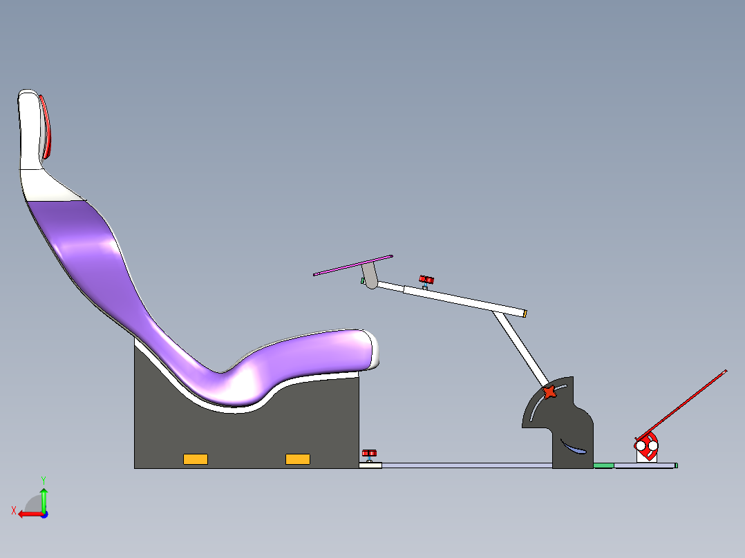 简易游戏赛车座椅3D模型图纸后视图
