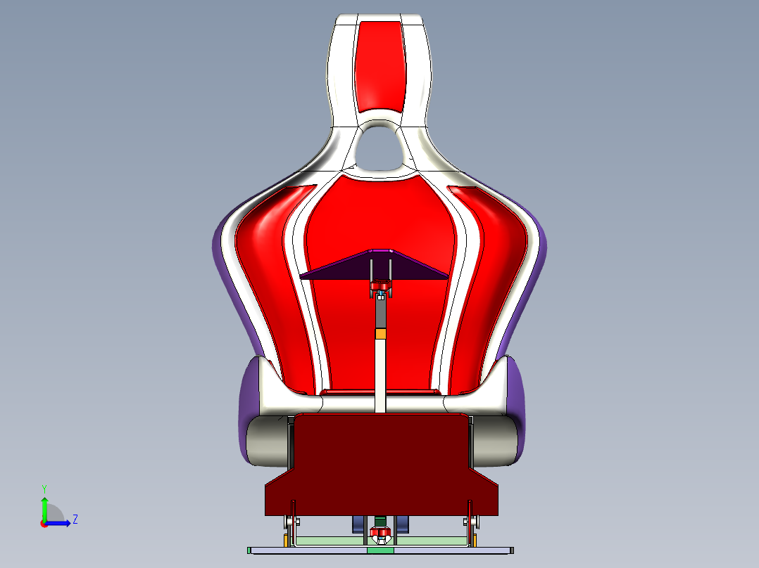 简易游戏赛车座椅3D模型图纸左视图