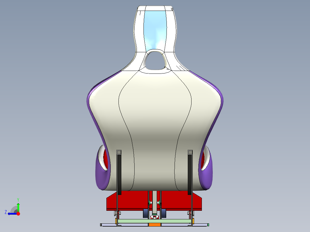 简易游戏赛车座椅3D模型图纸右视图