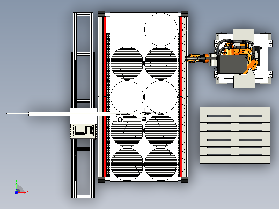 等离子切割与机器人下料自动化工作站设计前视图
