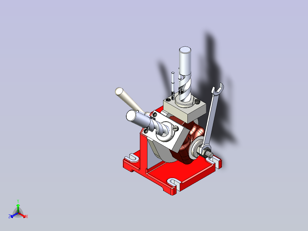一款扩2-φ43.5孔专用机床夹具模型主视图