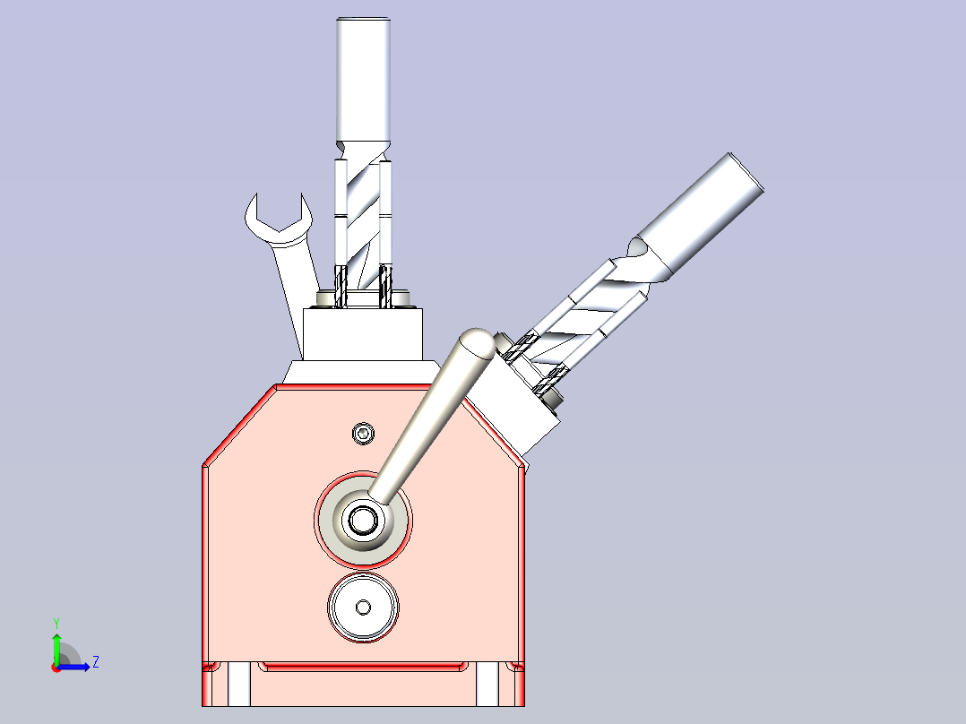 一款扩2-φ43.5孔专用机床夹具模型左视图
