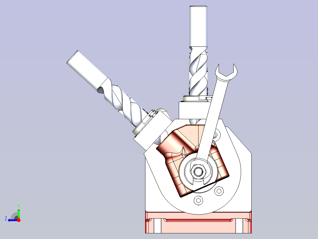 一款扩2-φ43.5孔专用机床夹具模型右视图