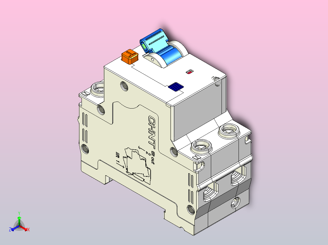 NXBLE-63YH 1P&amp;N剩余电流动作断路器三维模型202404主视图