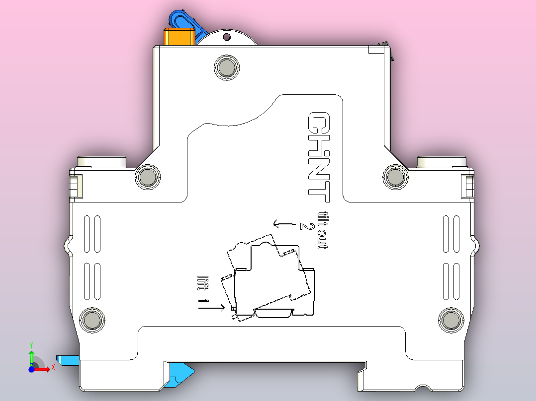 NXBLE-63YH 1P&amp;N剩余电流动作断路器三维模型202404前视图