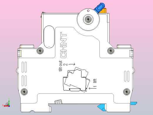 NXBLE-63YH 1P&amp;N剩余电流动作断路器三维模型202404后视缩略图