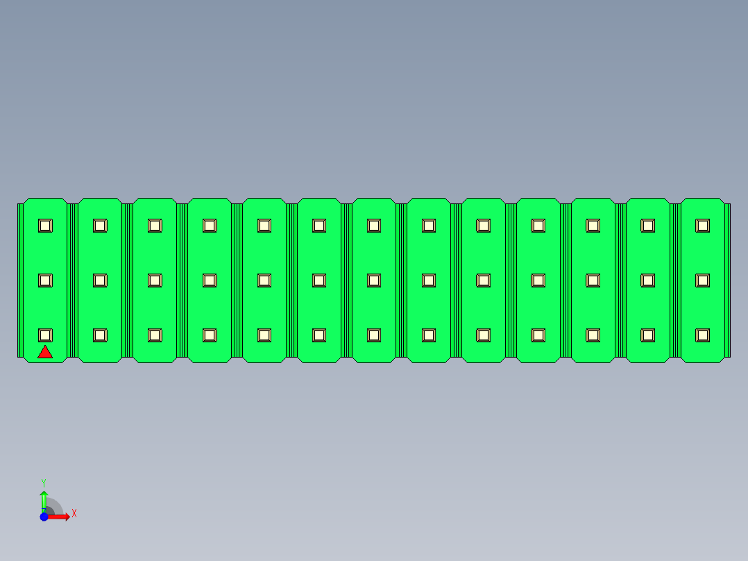 彩色公头100mil（2.54mm）系列-DS1021_green_3x13p_100mil_Type19_rev1.0前视图