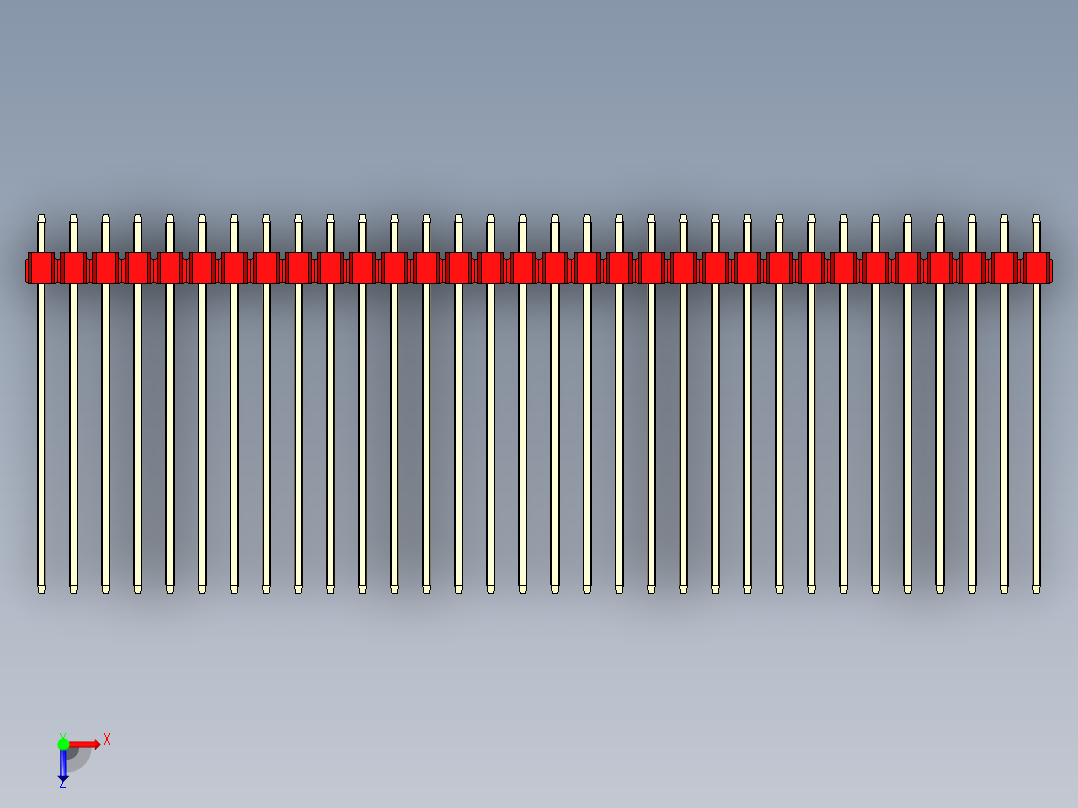 彩色公头100mil（2.54mm）系列-DS1021_red_1x32p_100mil_Type43_rev1.0俯视图