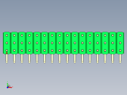 彩色公排针 100mil 2.54mm 系列-DS1022_green_3x16p_100mil_TypeD_rev1.0前视缩略图