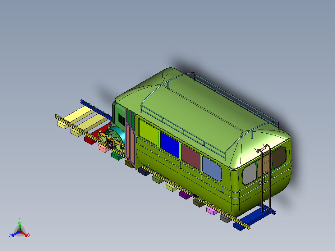复古有轨铁路小型巴士