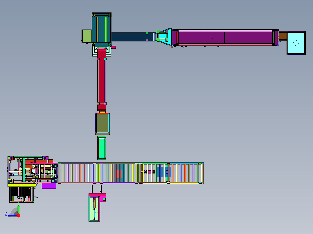 五金配件流水装袋装箱产线右视图