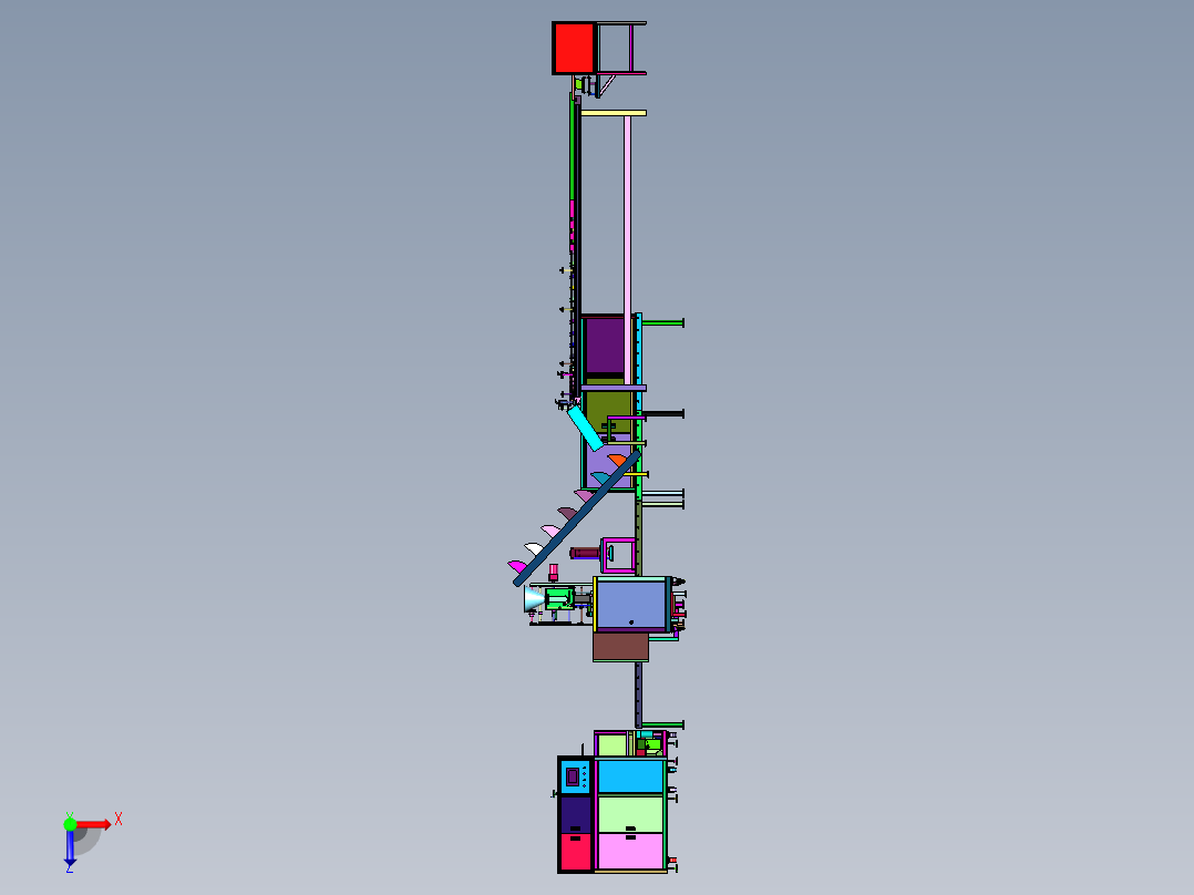 五金配件流水装袋装箱产线俯视图