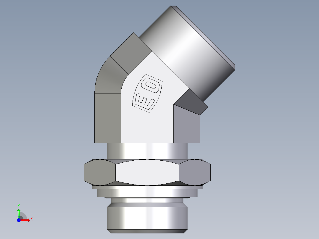 卡套式工业通用硬管接头EO_Adjustable_locknut_45_deg_elbow_VEE20SROMDCF前视图