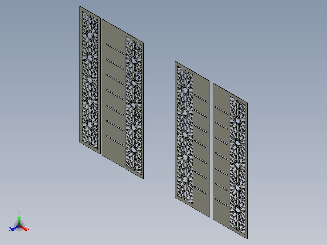 激光切割的门正等轴测图