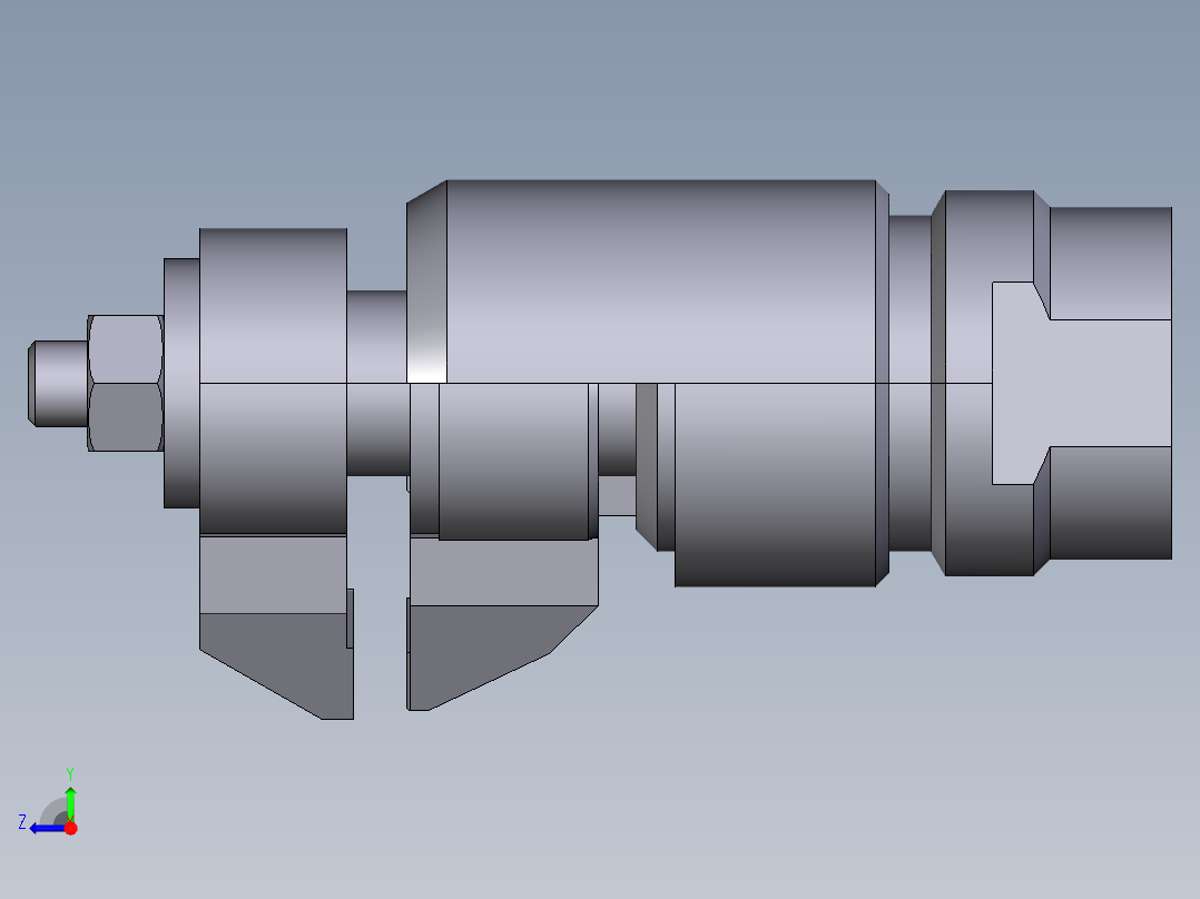 浮動夾持支撐座2332-3D多系列多零件图纸模型右视图
