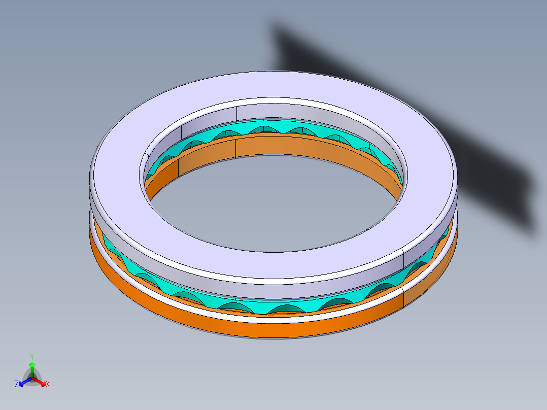 平面推力球轴承51112正等轴测图