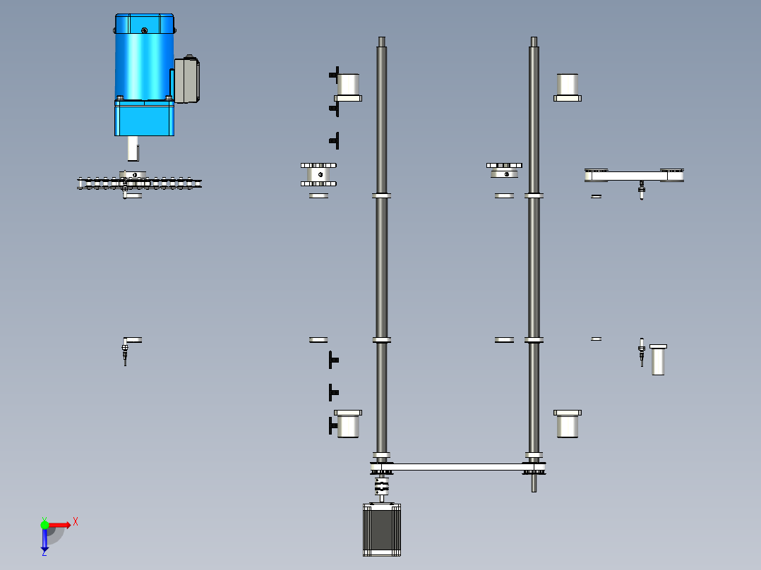 滚筒线+侧夹装置俯视图