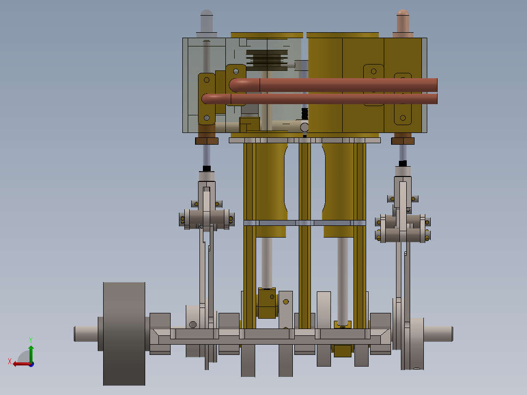 蒸汽机two-cylinder-vertical-steam-engine-1831-模型格式为 sw后视图