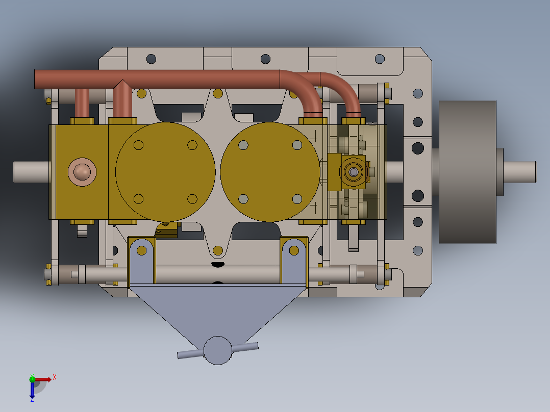 蒸汽机two-cylinder-vertical-steam-engine-1831-模型格式为 sw俯视图