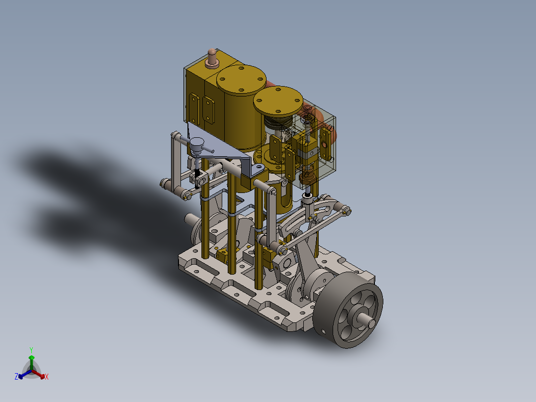 蒸汽机two-cylinder-vertical-steam-engine-1831-模型格式为 sw正等轴测图