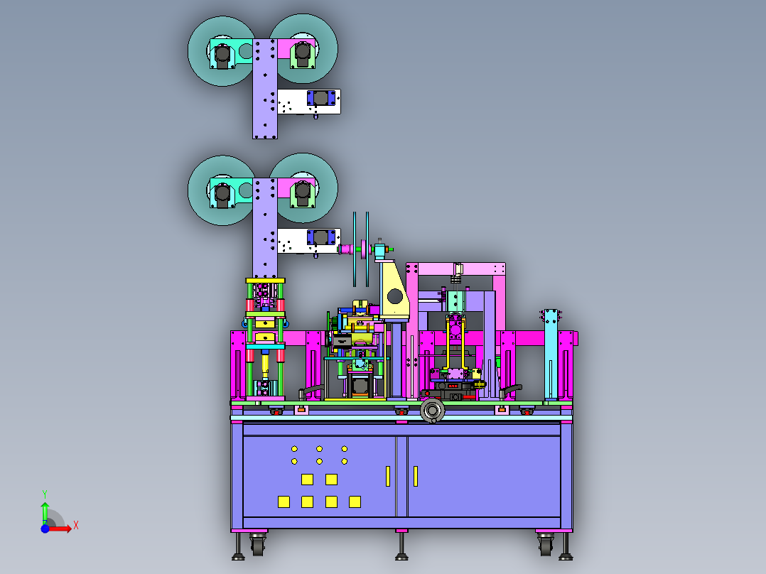 手机FFC软排线自动热压裁剪剥皮上锡全自动生产线前视图