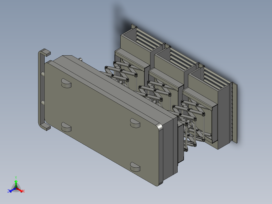 可移动的脚轮升降AGV背负架主视图