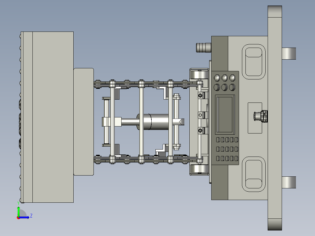 可移动的脚轮升降AGV背负架左视图