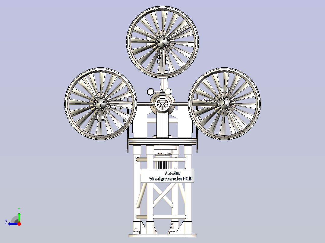 Aeolus风力发电机三维模型3D图设计右视图
