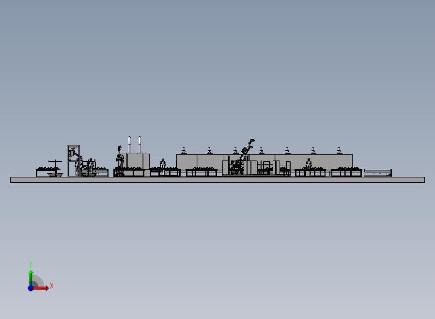 动车车门生产流水线3D模型前视图
