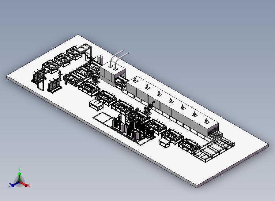 动车车门生产流水线3D模型正等轴测图