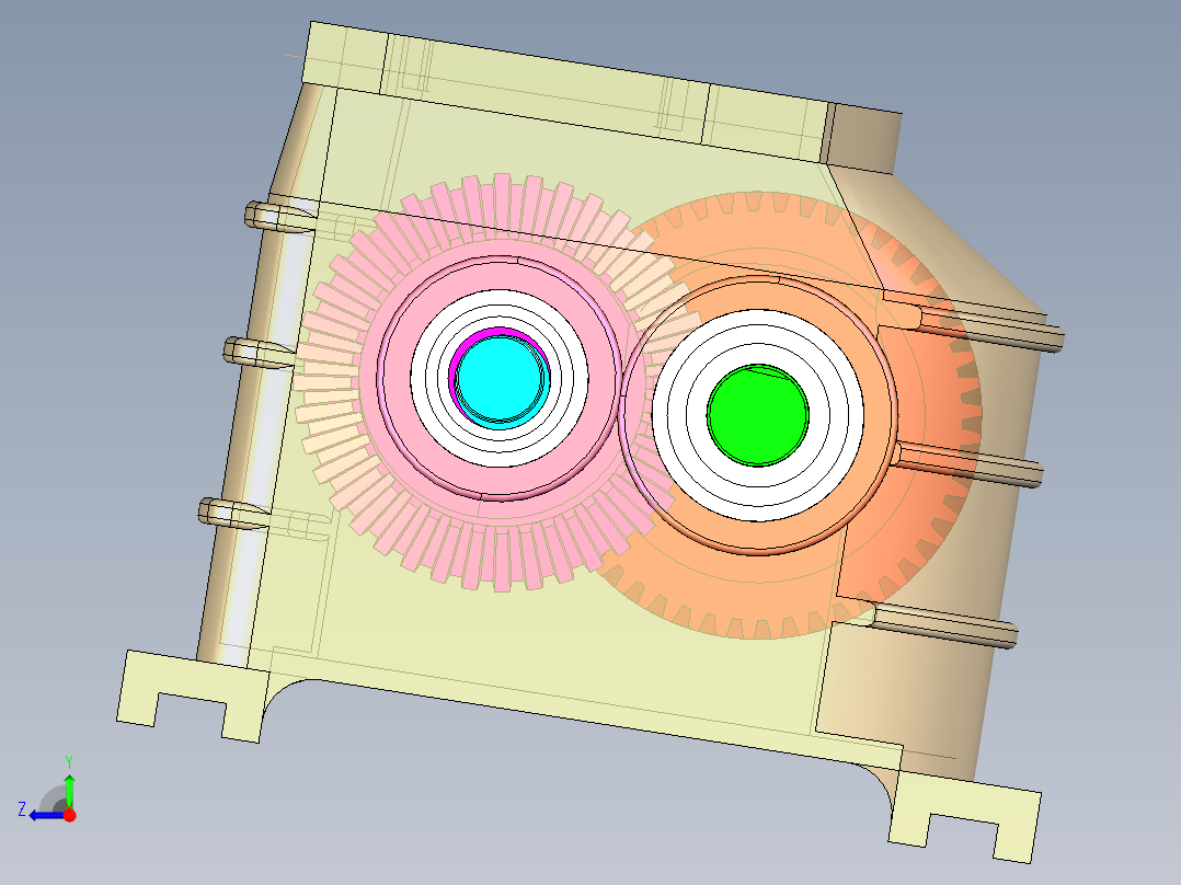 一级齿轮箱模型右视图