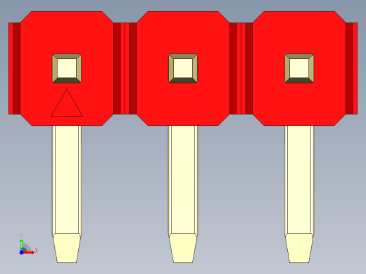 彩色公排针 100mil 2.54mm 系列-DS1022_red_1x03p_100mil_TypeD_rev1.0前视缩略图