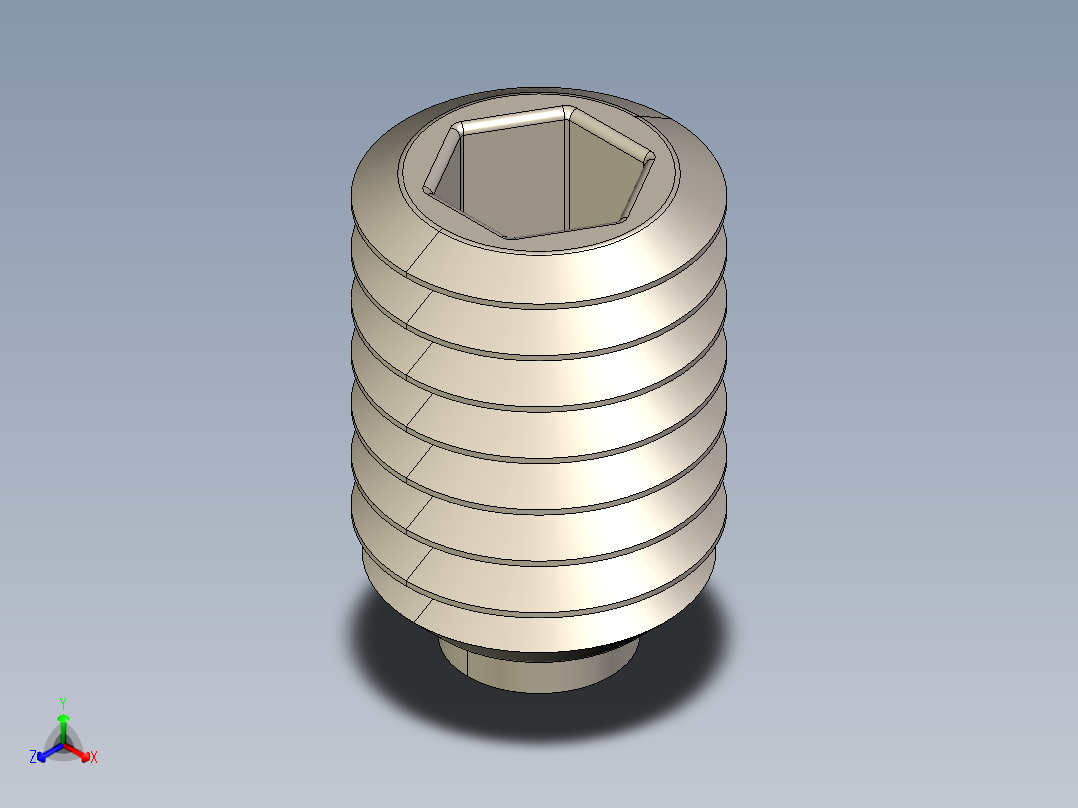 紧固件-STEP 0.3750 Allen Screw正等轴测图