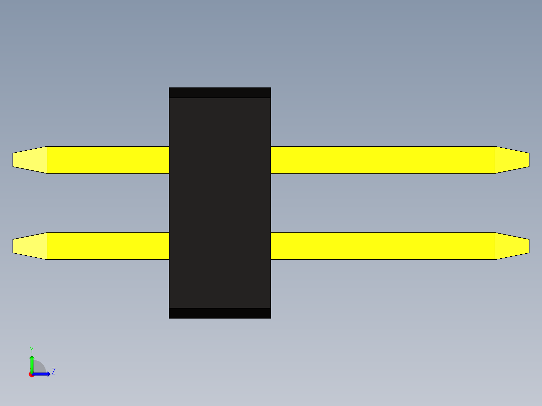 双引脚接头，间距1.27毫米（50密耳），通孔左视图