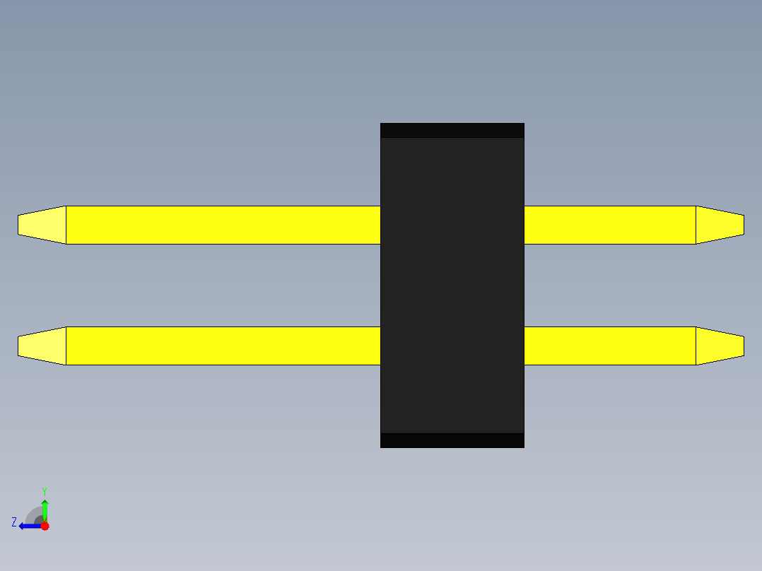 双引脚接头，间距1.27毫米（50密耳），通孔右视图
