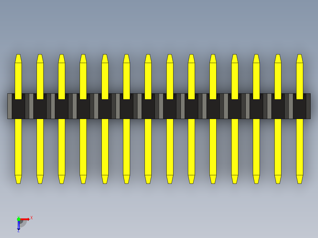 双引脚接头，间距1.27毫米（50密耳），通孔俯视图