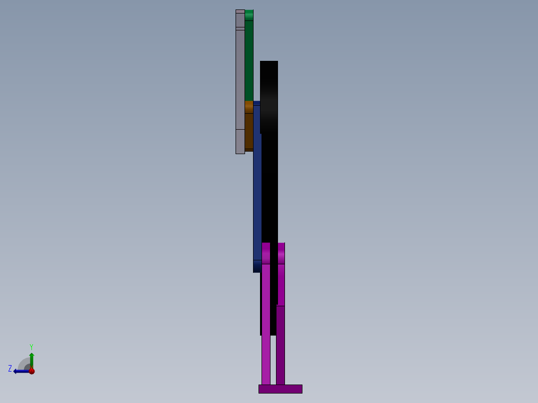 Q403-直线引导机构设计及运动仿真【三维SolidWorks】右视图
