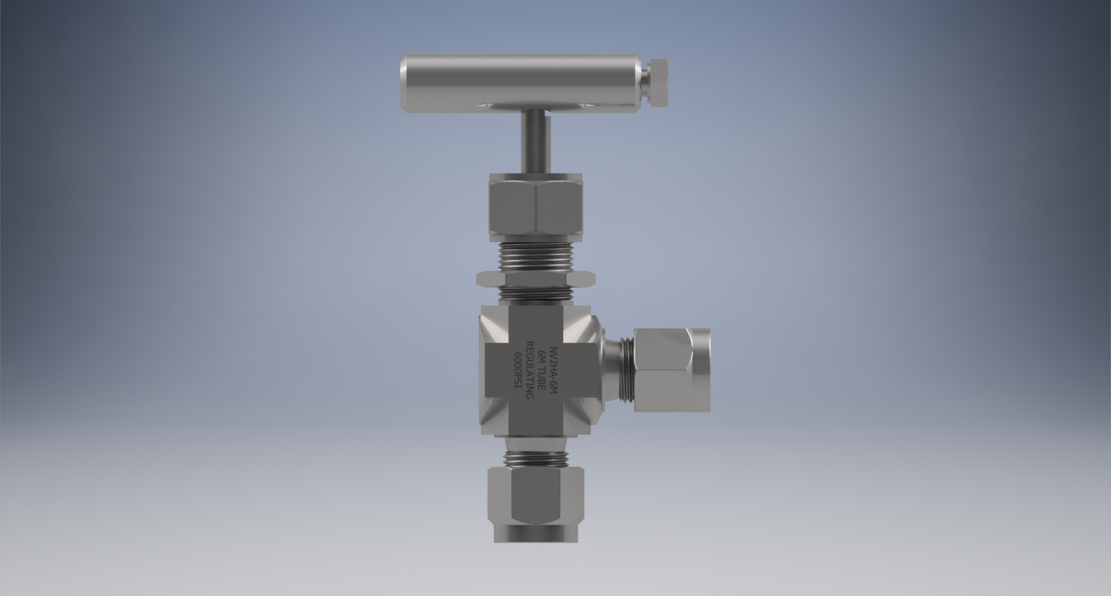 不锈钢整体阀帽角形针形阀，6毫米Hy-Lok管接头