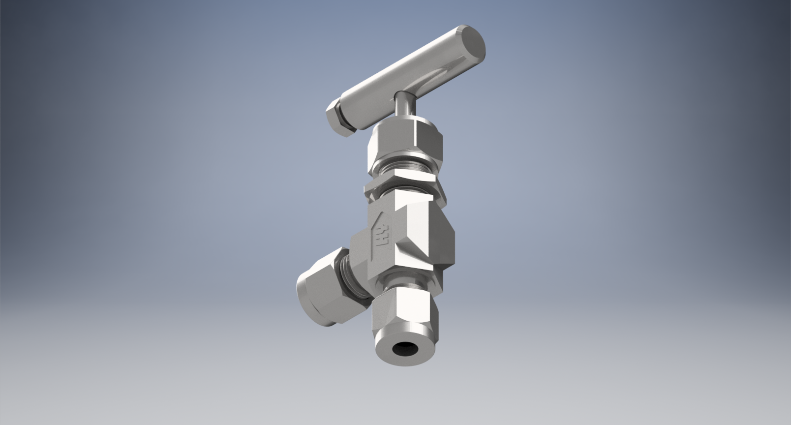 不锈钢整体阀帽角形针形阀，6毫米Hy-Lok管接头