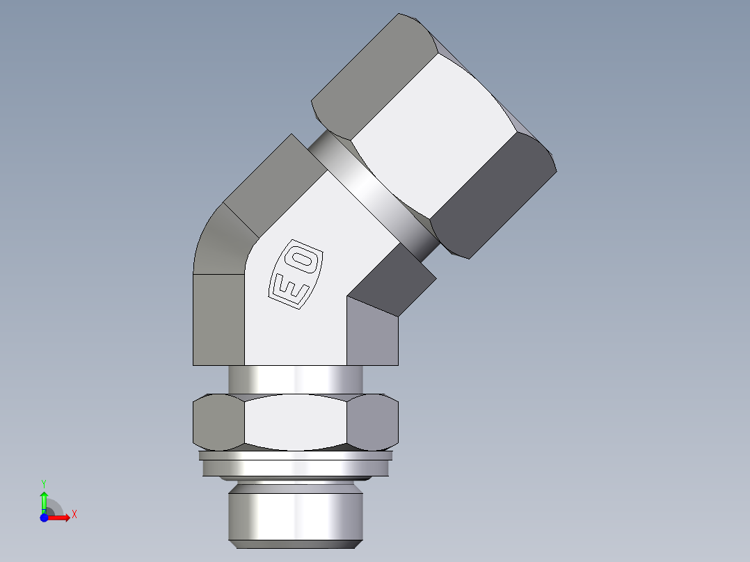 卡套式工业通用硬管接头EO_Adjustable_locknut_45_deg_elbow_VEE12SRCF前视图