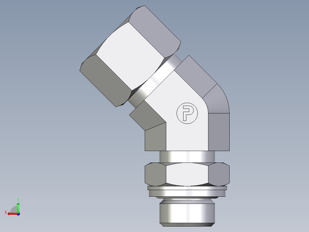 卡套式工业通用硬管接头EO_Adjustable_locknut_45_deg_elbow_VEE12SRCF后视图