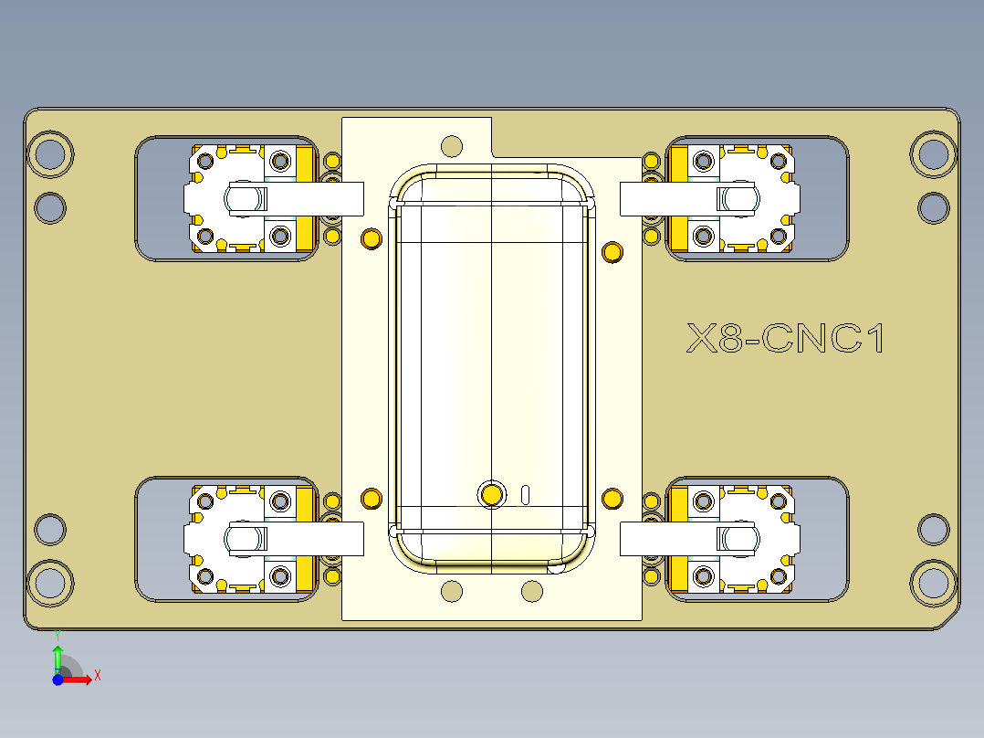 X8-笔记本CNC工装夹具三维模型CNC1-1028前视图