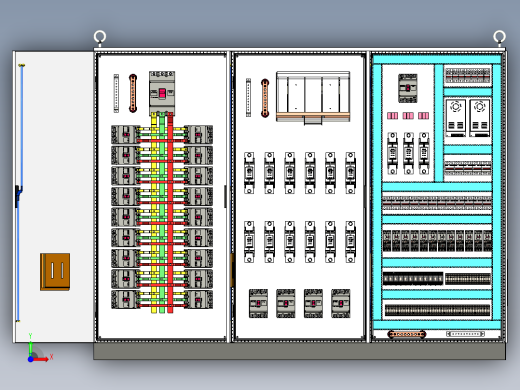 三柜组装630A竖装刀开关风机消防控制柜前视缩略图